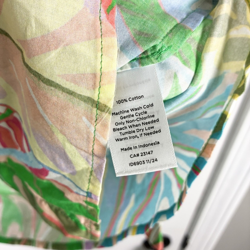 NWT Talbots Tropical Colorful Cotton Button Up Long Sleeve Shirt Medium Petite - Picture 6 of 6